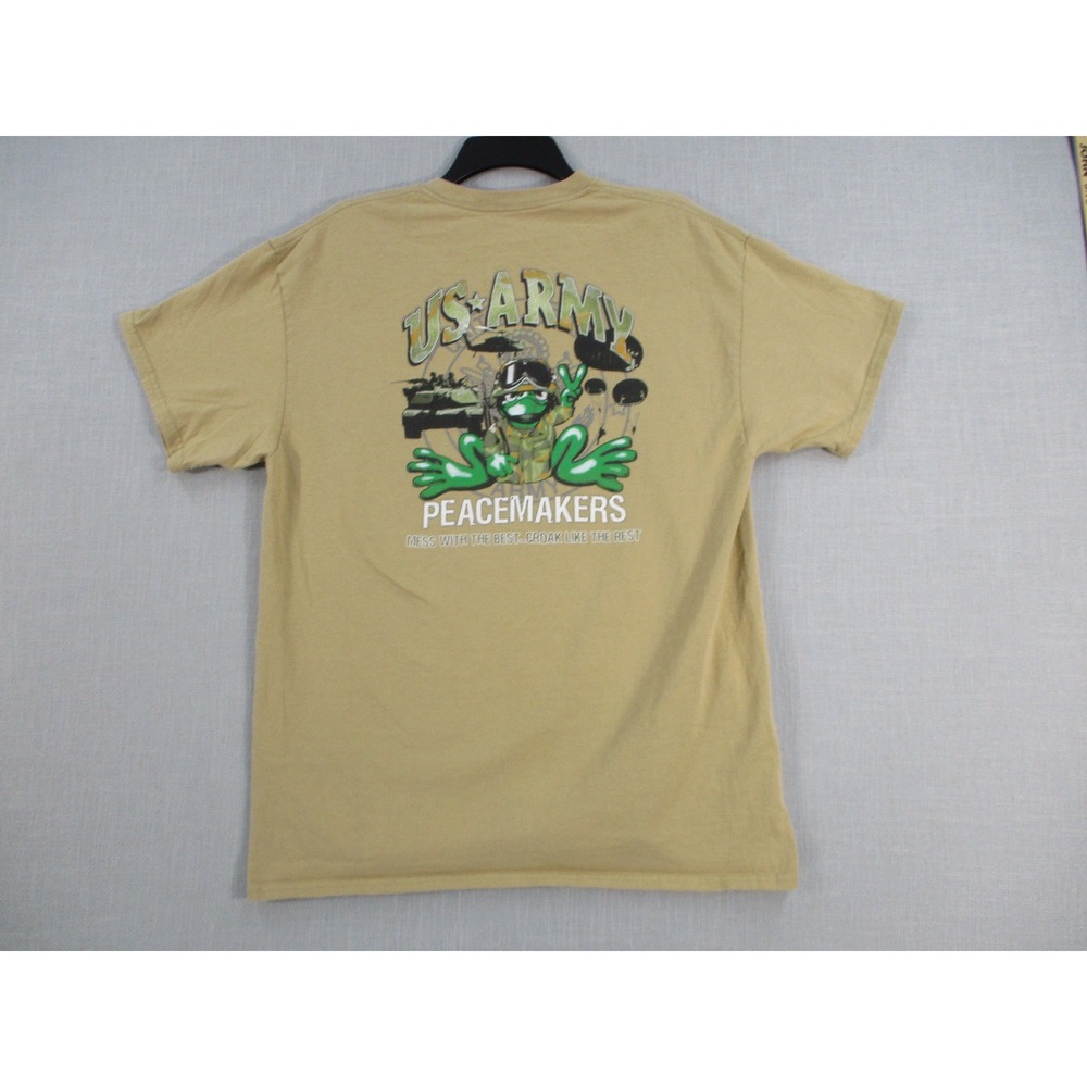 Peace Frogs US Army Peacemakers Graphic Tee Tan Mens Large Short Sleeve T-Shirt